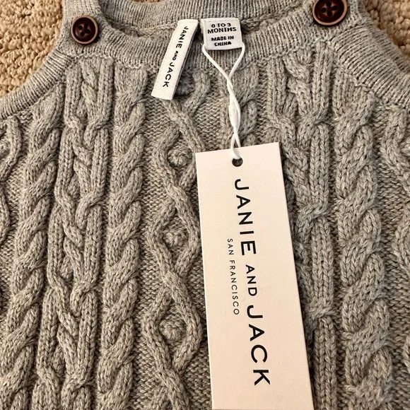 Janie and Jack stormy heather gray baby sweater overall - Picture 6 of 7